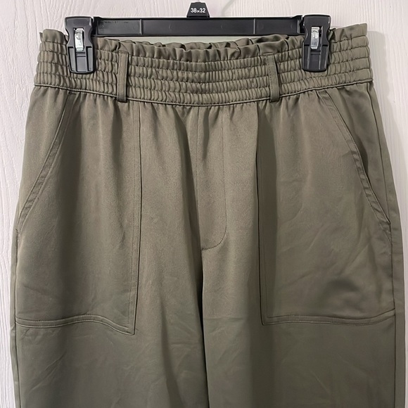 Abercrombie & Fitch Olive Dressy Trouser Joggers High Rise Elastic Band Sz Large - Picture 4 of 8